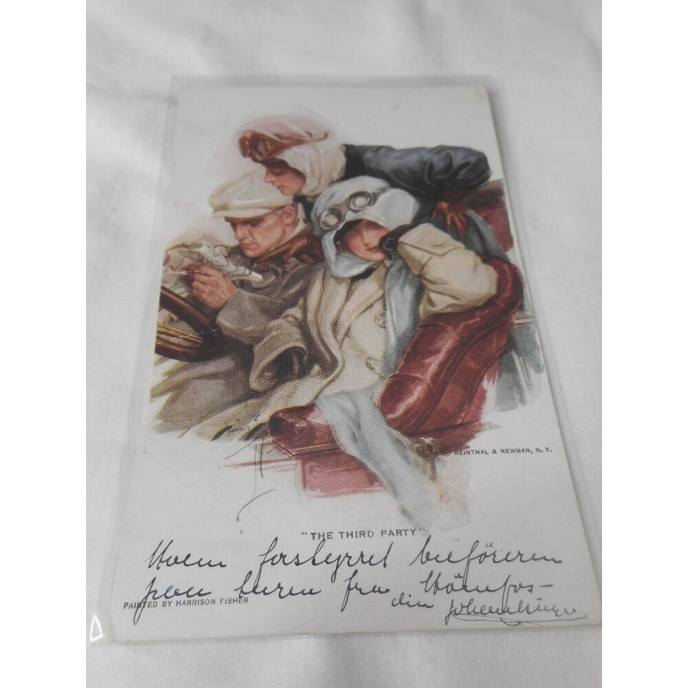 Vintage Postcard 1900s posted The Third Party People in a group drawing